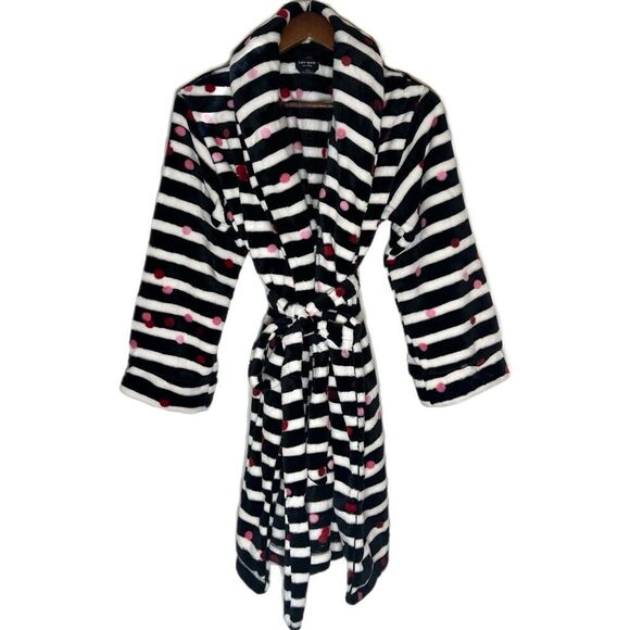 Kate Spade New York Plush Stripe Dot Short Robe Size XS/S - Picture 2 of 6